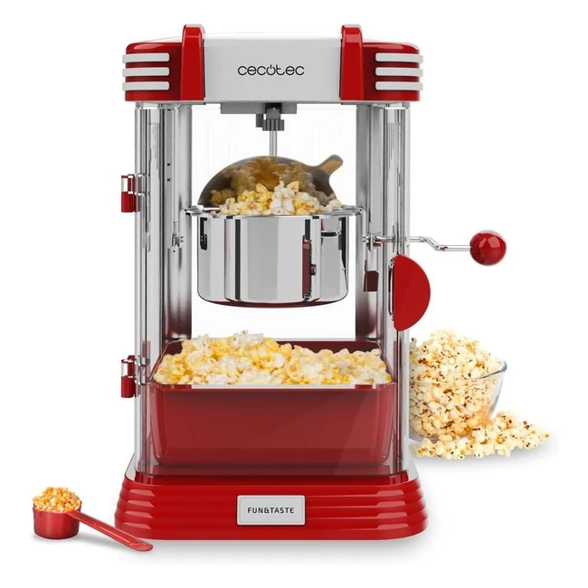 Macchina per Popcorn Elettrica Funtaste PCorn Classic 300W - Design Retrò - Pentola 500ml - Vassoio Estraibile