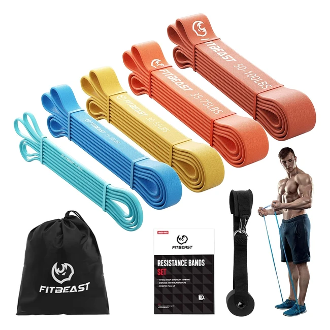Fitbeast Pull Up Bands Set - 5 Levels Resistance Band for Calisthenics Crossfit Powerlifting - Premium Rubber