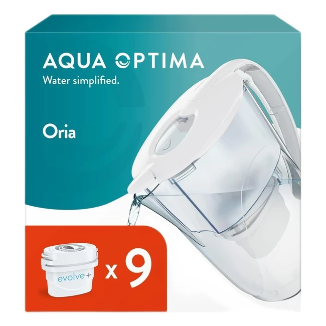 Caraffa filtro acqua Aqua Optima Oria, 9 cartucce filtro 30 giorni, capacità 28 litri