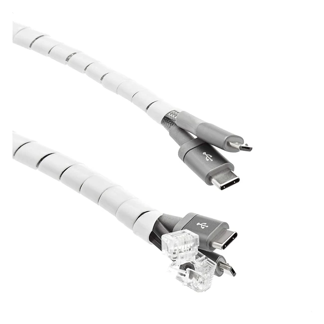 AmazonBasics Spiral Kabelmanagement 10m Weiß - 4mm & 6mm - Hochwertiges PE-Material
