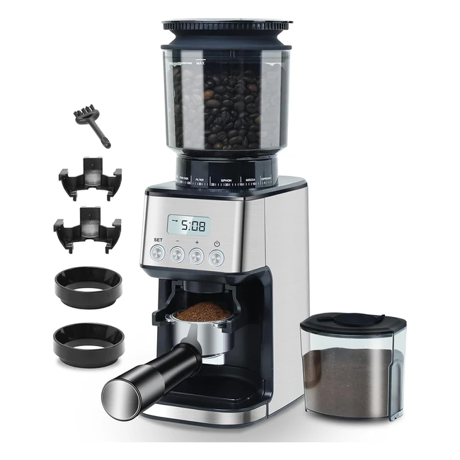 HOMTONE Electric Conical Burr Coffee Grinder 51 Settings 12 Cup Antistatic Bean 