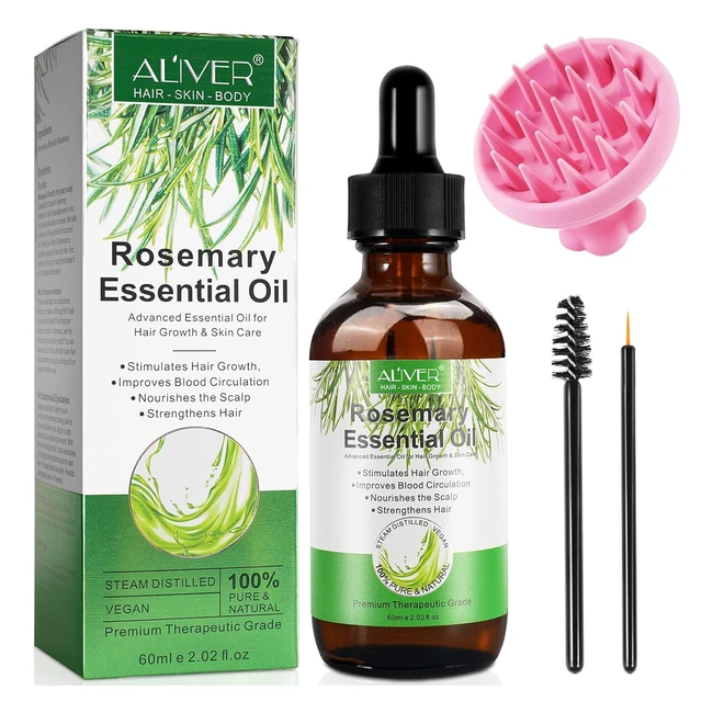 Rosemary Oil for Hair Growth - Premium Quality 60ml - Stimulates Follicles, Thickens Hair - Men Women