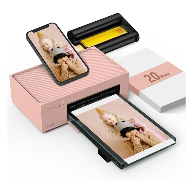 liene Fotodrucker Smartphone 10x15 WiFi Sofortbilddrucker für PC iPhone Android - inkl. Tintenpatronen und 20 Fotopapiere - Farbsublimationsdruck - Mobiler Drucker für den Heimgebrauch - Rosa