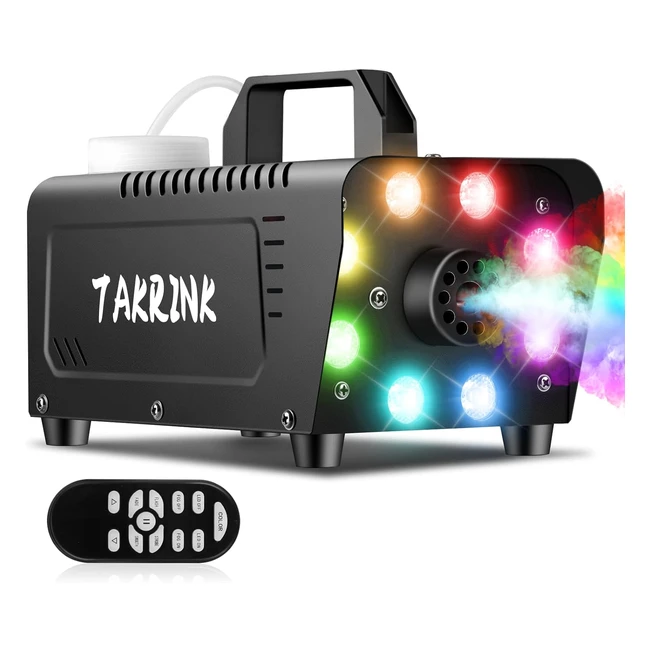 Máquina de Humo Takrink 900W con 8 LED 16 Colores RGB - Remoto Inalámbrico