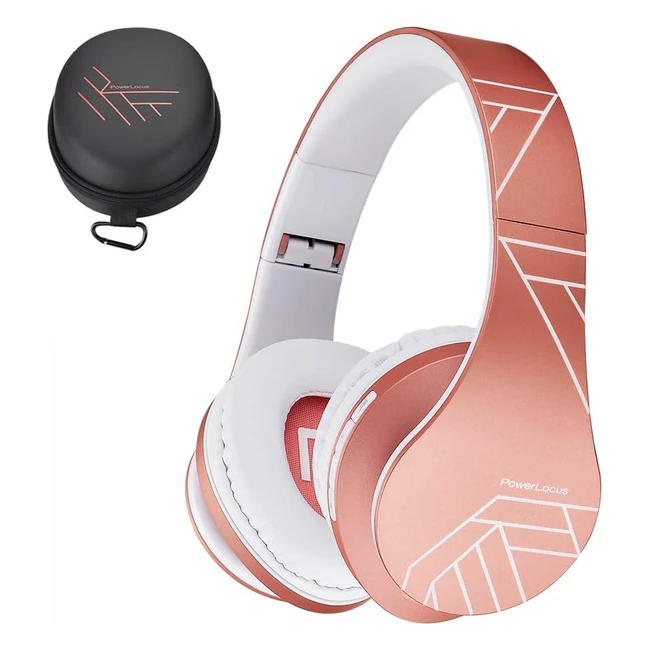 Powerlocus Bluetooth Over-Ear Headphones Wireless Stereo Foldable Headphones - Rose Gold