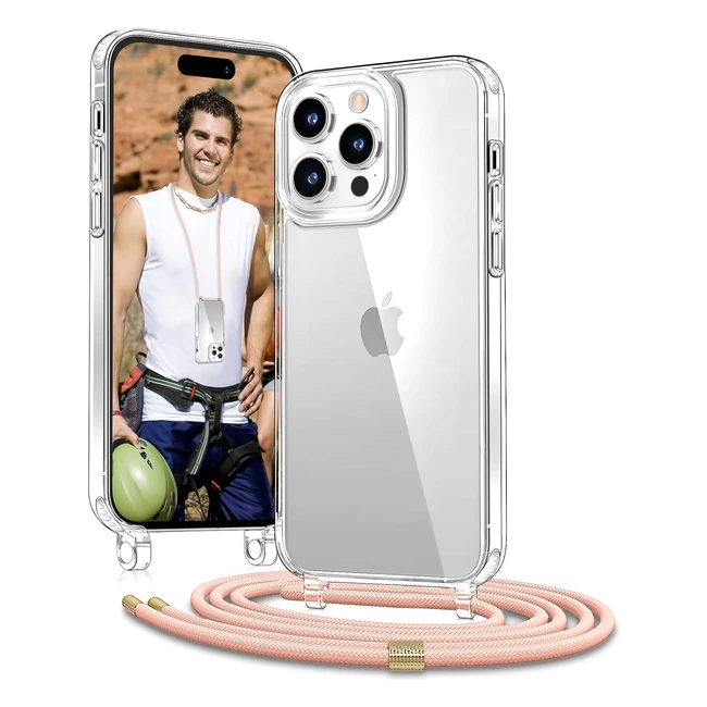 Cover iPhone 14 Pro Max con Cordino 67 - Protezione Completa 360 - Trasparente