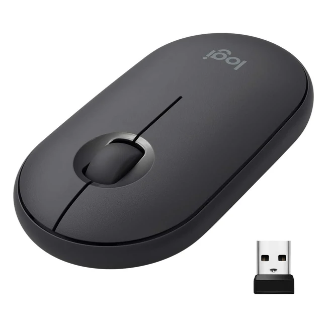 Logitech Pebble Wireless Mouse with Bluetooth or 2.4 GHz Receiver | Silent Slim Computer Mouse | Quiet Clicks | Graphite/Black