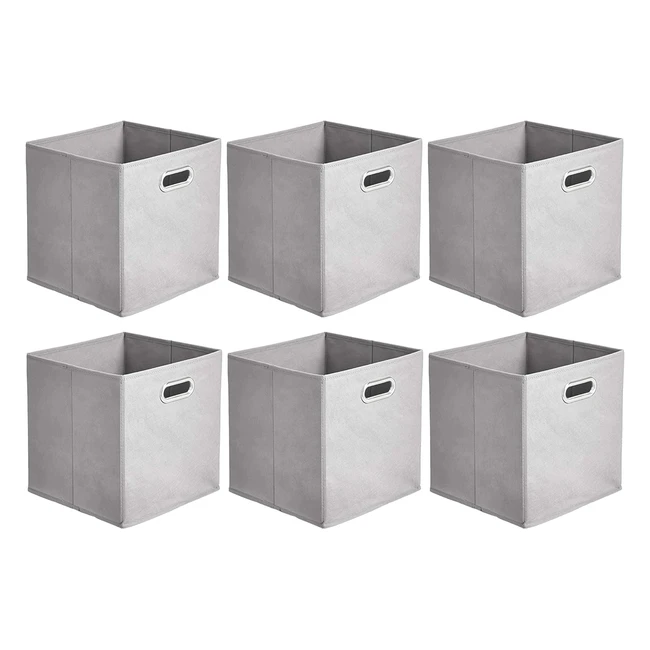 Amazon Basics Collapsible Fabric Storage Cubes 6-Pack Light Grey - Durable Breat