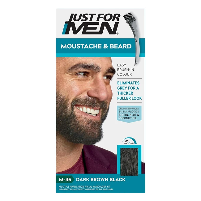 Just For Men M45 Dark Brown Black Beard Dye - Eliminates Grey Thicker  Fuller 