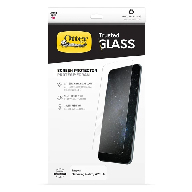 Otterbox Trusted Glass Screen Protector for Samsung Galaxy A23 5G - Scratch Protection, Drop Defense