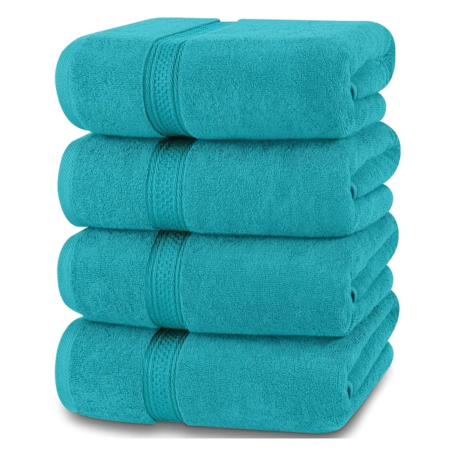 Utopia Towels 4 Piece Bath Towels Set Premium 100% Cotton Quick Dry Soft Feel Turquoise