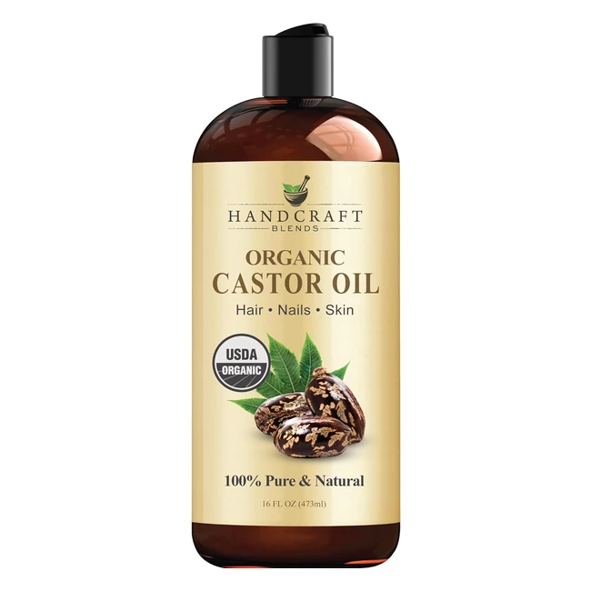 Organic Castor Oil 473ml - Premium Grade for Hair Growth, Eyelashes & Eyebrows