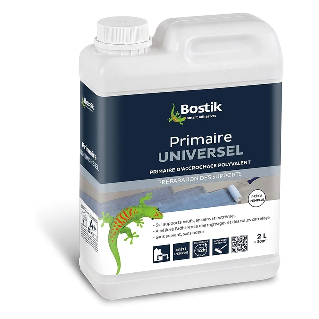 Primaire d'accrochage universel Bostik - Prparation sols et murs - Sans solvant et sans odeur - Bidon 2L