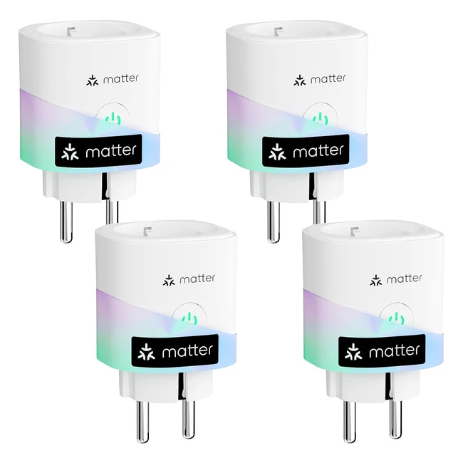 Meross Enchufe Inteligente Matter - Control Remoto y Voz - Apple Home, Alexa, Google Home - 4 Unidades