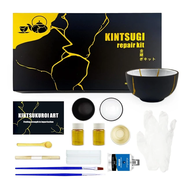 Kit de Reparación Kintsugi Dorado - Restaura Cerámica con Pegamento - Perfecto para Principiantes
