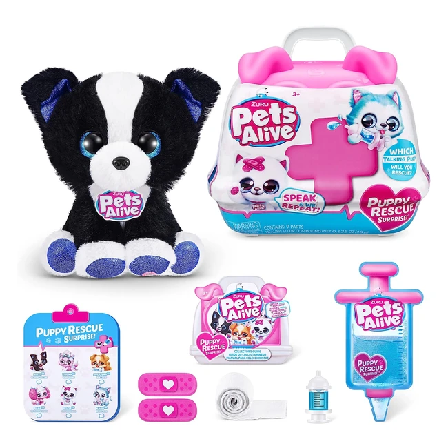 Pets Alive Pet Shop Surprise Series 3 Puppy Rescue Zuru Border Collie Jouet Interactif