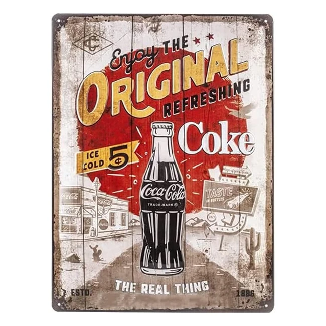 Targa Vintage CocaCola Highway 66 - Idea Regalo - Design Retro - 30x40 cm