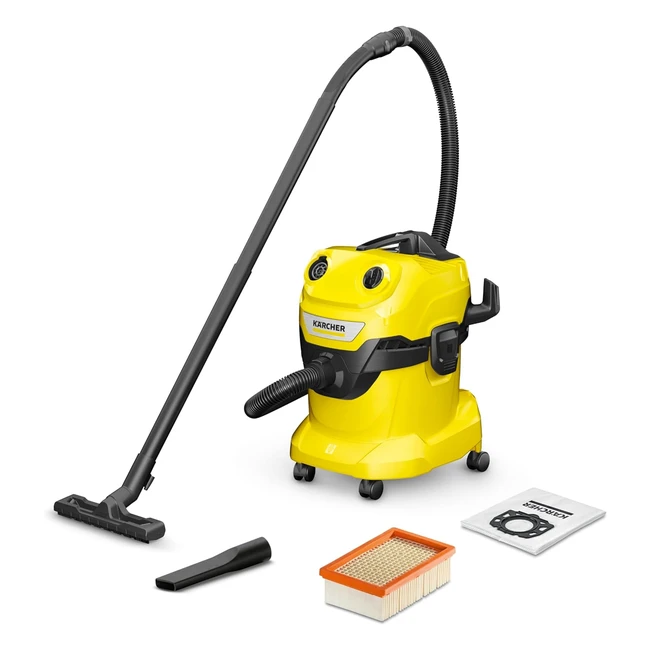Kärcher WD 4 V20522 Wet Dry Vacuum Cleaner Yellow 1000W 20L - Powerful Cleaning Action