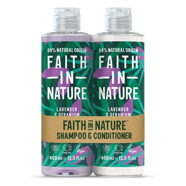 Faith in Nature Lavender Geranium Shampoo  Conditioner Set - Nourishing Vegan F