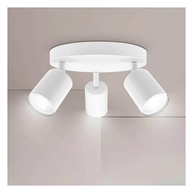 Faretti LED da Soffitto Bianco Moderna - Ketom GU10 3 Luci - Faretto da Parete Interno