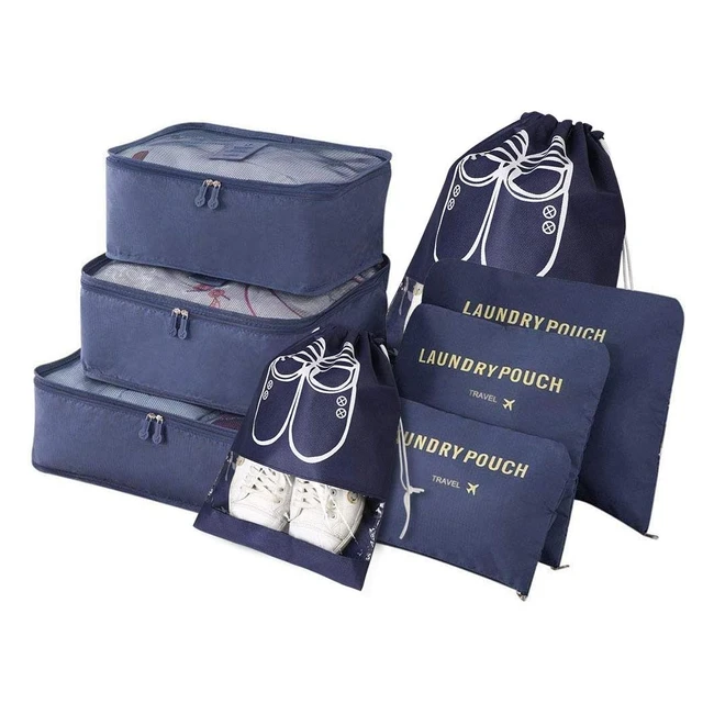 Vicloon Travel Organiser Packing Bags Set | High Quality Waterproof Nylon | Reusable & Easy to Clean | Save Space & Classify Belongings