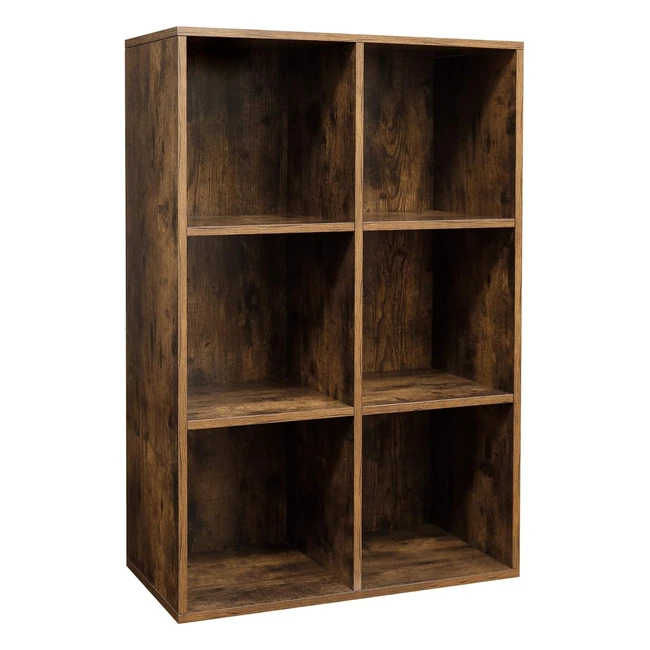 VASAGLE 6-Cube Bookcase Storage Unit Rustic Brown LBC203BX