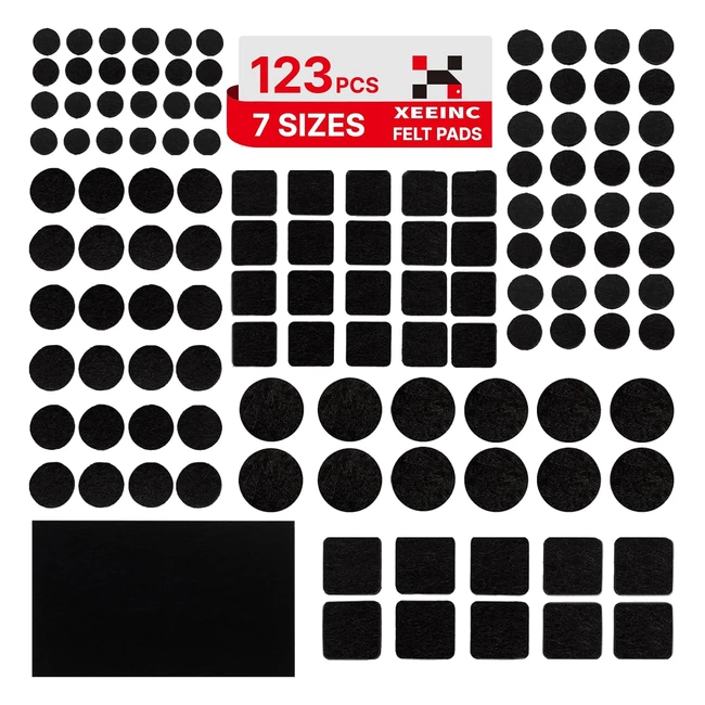 Feltrini adesivi per mobili XeeInc 123 pezzi 3mm spessore 7 taglie antiscivolo nero