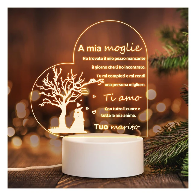 Luce Notturna LED per Moglie - Regalo Compleanno Anniversario - Design Accattivante - #RegaloPerMoglie #LuceNotturna #RegaloCompleanno