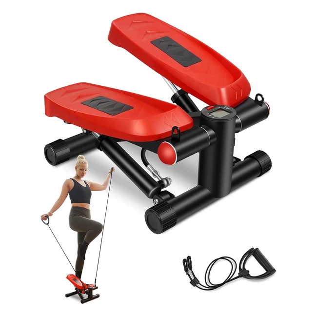 Sursport Hydraulic Fitness Stepper with Resistance Bands - Burn Fat, Shape Body, LCD Monitor