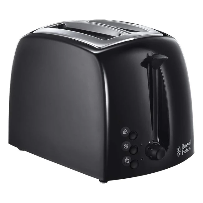 Russell Hobbs Textures 2 Slice Toaster 21641 - Extra Wide Slots, 6 Browning Levels, 850W Black Matt Finish