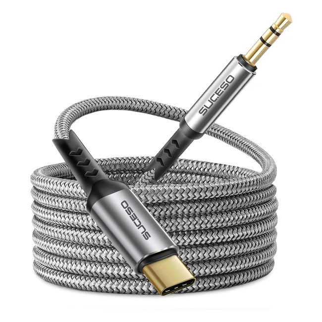Adaptador USB C a Jack 35mm Suceso Cable Estreo Auxiliar Coche Samsung Huawei 