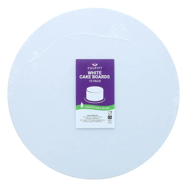 Culpitt 8 White Bio Cake Card 15mm Thick - 10 Pack | Lightweight & Eco-Friendly | Made in UK