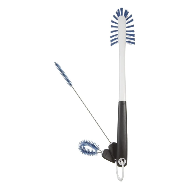 OXO Good Grips Water Bottle Cleaning Set - White/Black - Includes Long Bottle Brush, Straw Brush, Detail Cleaner - 54 x 108 x 444 cm