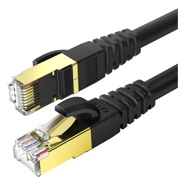Kasimo Cat 8 Ethernet Cable 10m | High Speed 40Gbps 2000MHz SFTP LAN Wires | RJ45 Gold Plated Connector