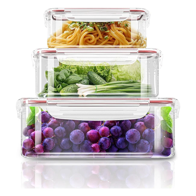 Kichly Plastic Airtight Food Storage Containers - 6 Piece Set - Leakproof - Red