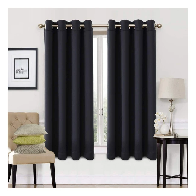Easeland Blackout Curtains 2 Panels Set | Thermal Insulated | Solid Eyelet | Darkening | 66x54 Inches