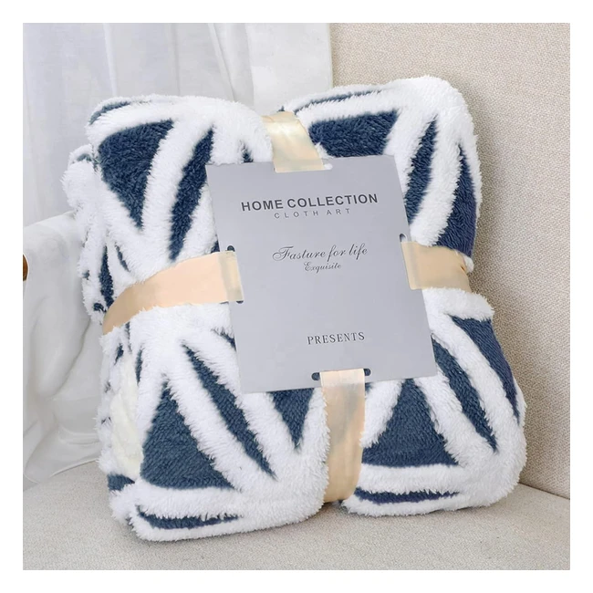 Lomao Sherpa Fleece Blanket - Fluffy Soft Extra Large Throw - Navy - 130x160 - Dual Sided - 230GSM Fleece Top - 280GSM Sherpa Reverse