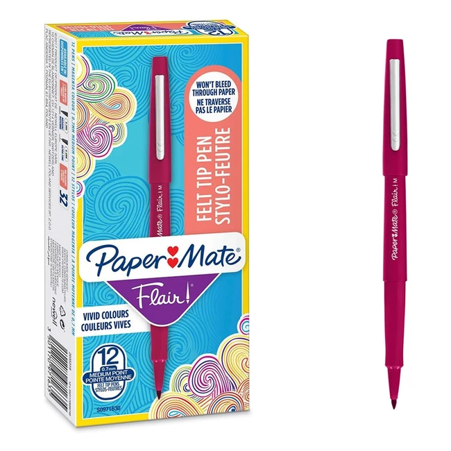 Paper Mate Flair Felt Tip Pens Medium Point 07mm Magenta 12 Count - Bold & Expressive Lines
