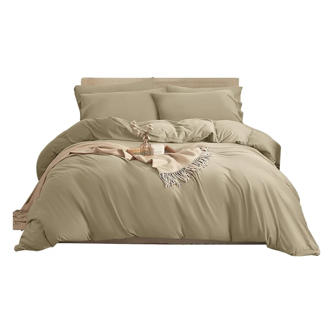 Imperial Rooms King Size Duvet Cover Set - Brushed Microfiber - Ultra Soft - Button Closure - Beige