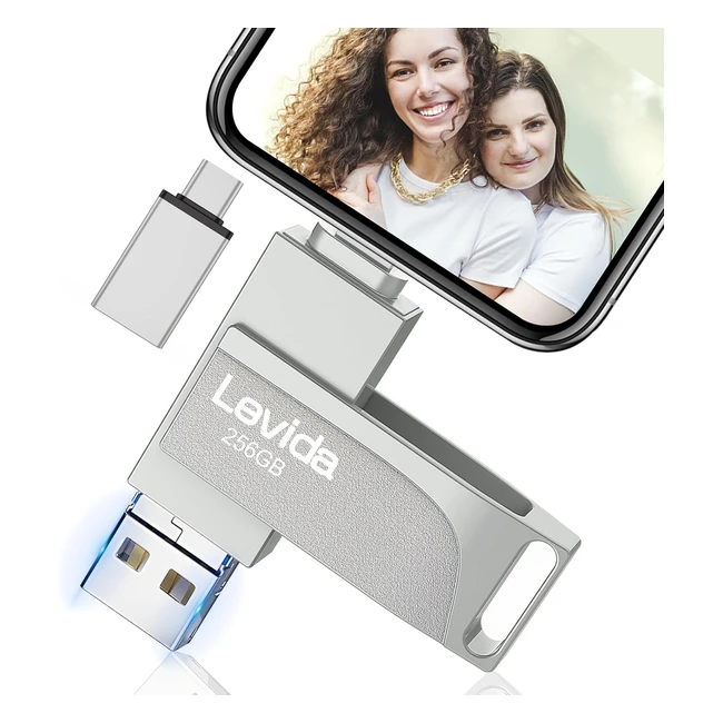 Pendrive 256GB Phonelevida USB 4 en 1 Memoria Externa USB 30 - Plata Claro