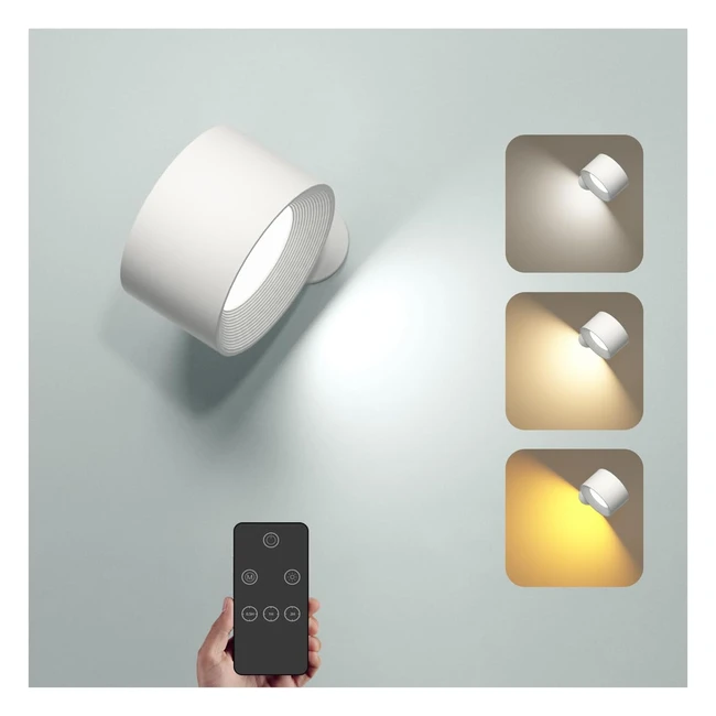 Lmpara de Pared LED Feallive con Control Remoto - 3 Modos de Color y Brillo - 