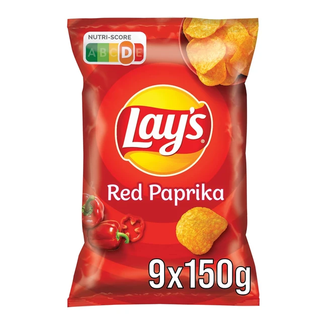 Lays Red Pepper Chips 9 x 150g - Knusprige gewürzte Kartoffelchips für erfolgreiche Partys