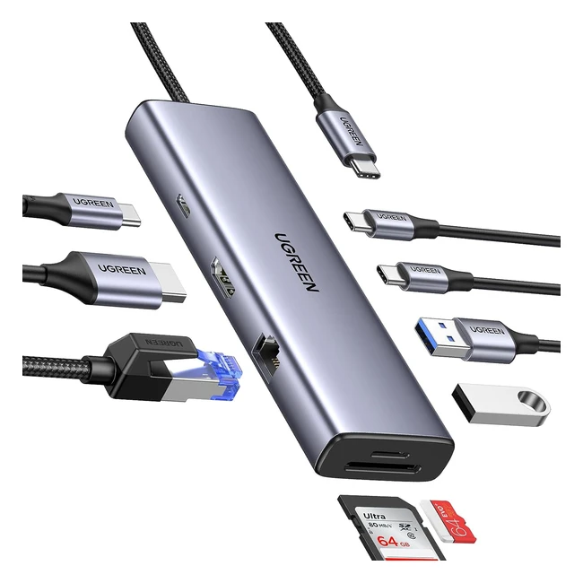 Ugreen Revodok USB C Hub 9in1 4K HDMI 100W PD Ethernet SDTF Ports for MacBook iPhone iPad XPS