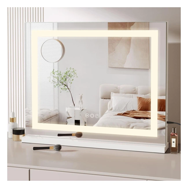 Miroir Maquillage Lumineux Dripex 58 x 46cm LED Hollywood Contrôle Tactile 3 Modes Luminosité - Blanc