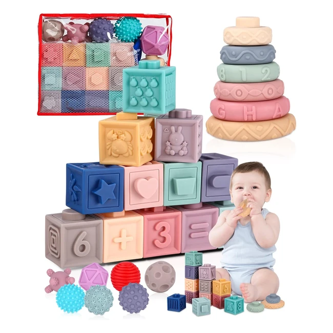 Zawaer Juguetes Montessori para Bebs - 25 Piezas - Bloques de Construccin - 