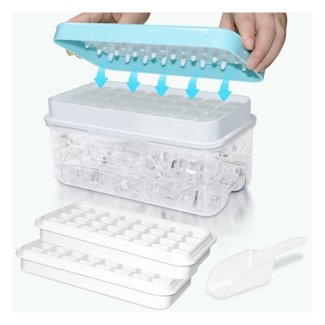64 BPA-Free Ice Cube Tray with Lid - Release All Ice Cubes in One Second - Food 