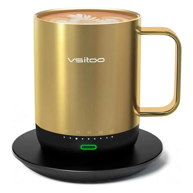Tazza da caffè Vsitoo S3 Pro 400 ml oro - Controllo temperatura, autoriscaldante