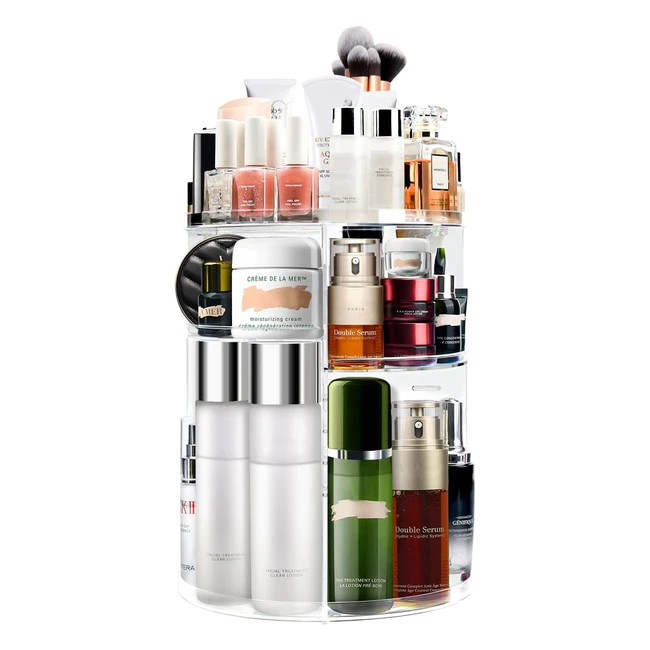 Auxmir Makeup Organiser 360 Rotating Cosmetics Organizer Skincare Lipsticks Perfumes Brushes Spinning Storage