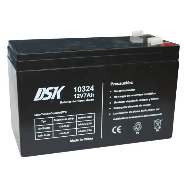 Batteria AGM Ricaricabile 12V 7Ah - DSK 10324 - Ideale per Allarmi e Giocattoli 