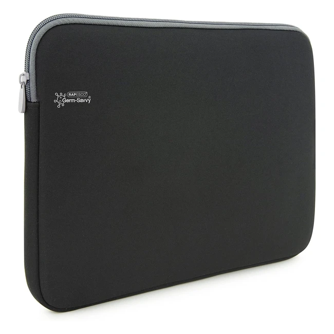 Rapesco 1694 Germsavvy Antibacterial 156 Laptop Sleeve - Black Durable  Padded